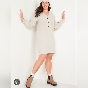 XXL Old Navy Creme Long Sleeve Rib-knit Mini Dress